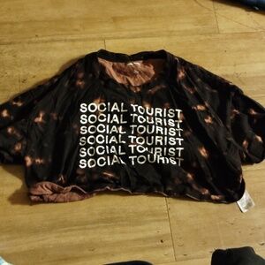Social Tourist Tie-Dye crop grunge T-Shirt size large